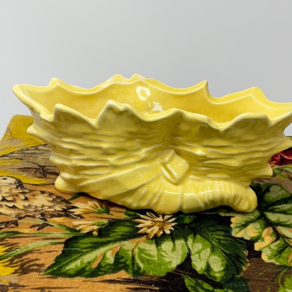 McCoy Pottery double Cornucopia planter with bow detail, Vintage - Picture 13 of 13